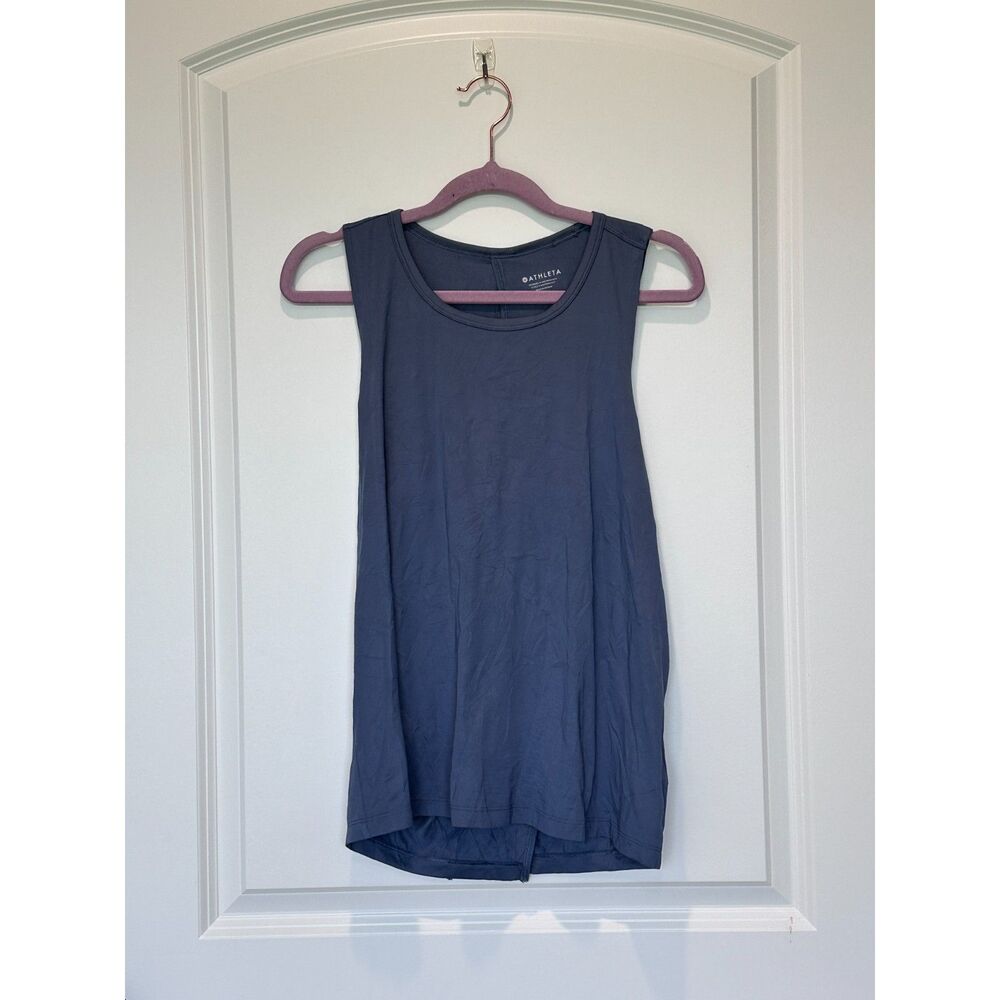 Athleta Sunlover Tank Top Cross Back Blue Gray Size Medium